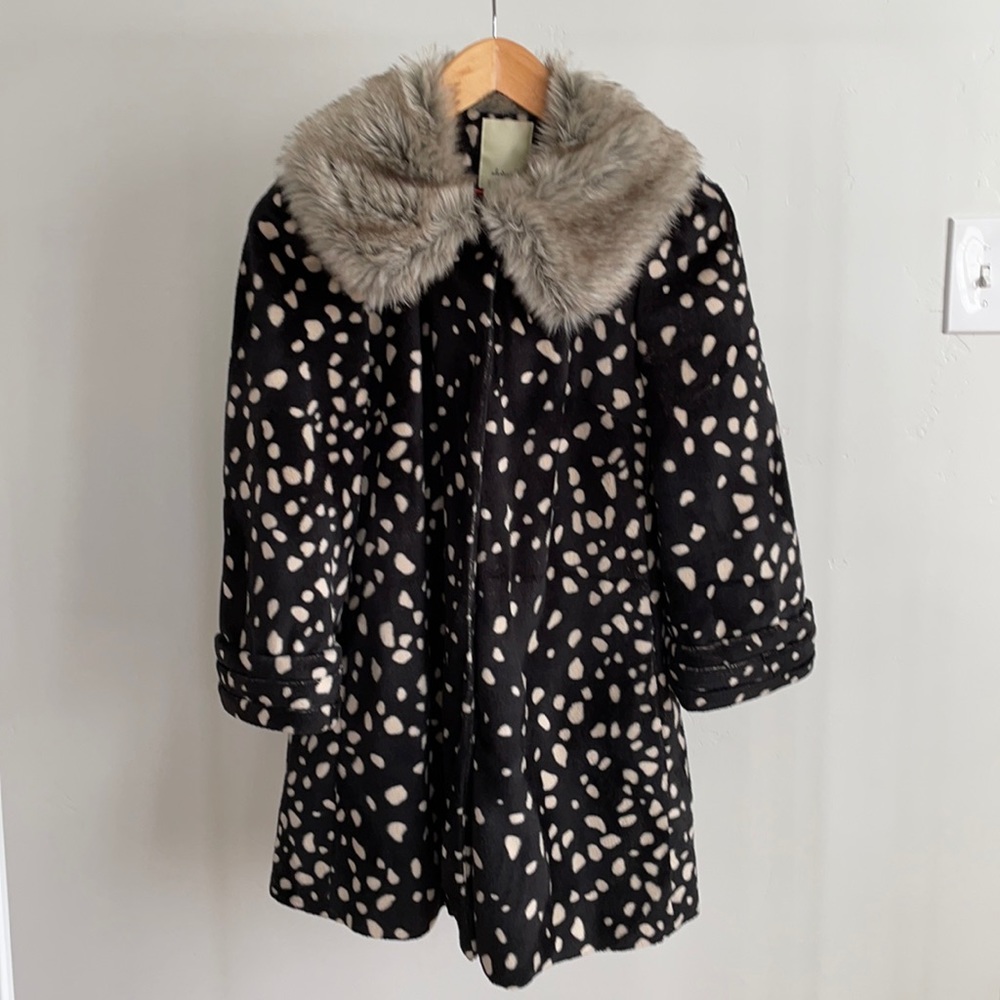 Anthropologie Dalmatian Snap Swing Coat